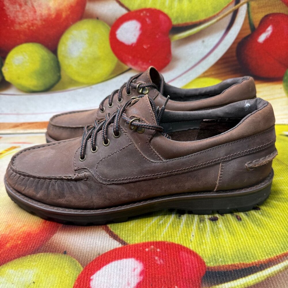 Mens Eberle-Eberle Brown Leather Casual Lace-Up Shoes Size 10